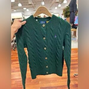Polo Ralph Lauren Cable-Knit Wool-Cashmere Cardigan in green